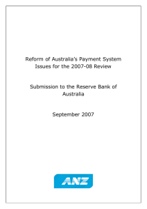 Reform of Australia’s Payment System Issues for the 2007-08 Review