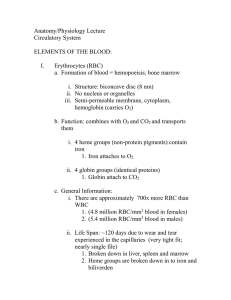 Anatomy/Physiology Lecture Circulatory System  ELEMENTS OF THE BLOOD: