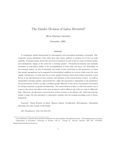 The Gender Division of Labor Revisited ∗ Silvia Mart´ınez Gorricho November, 2003.