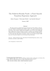 The Feldstein-Horioka Puzzle: a Panel Smooth Transition Regression Approach Julien Fouquau