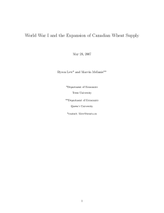 World War I and the Expansion of Canadian Wheat Supply