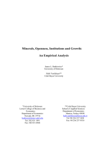 Minerals, Openness, Institutions and Growth: An Empirical Analysis