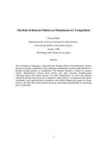 The Role of Returns Policies on Manufacturers’ Competition