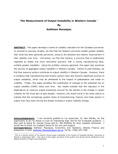 The Measurement of Output Instability in Western Canada By Kathleen Macaspac
