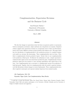 Complementarities, Expectation Revisions and the Business Cycle Jean-Fran¸cois Nadeau Department of Economics