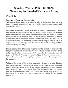 Standing Waves - PHY 142L/162L PART 1a Sources of Error or Uncertainty