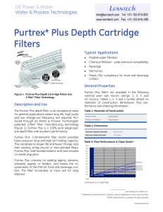 Purtrex* Plus Depth Cartridge Filters Lenntech Typical  Applications