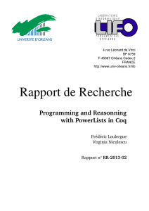 Programming and Reasonning with PowerLists in Coq Fr´ ed´