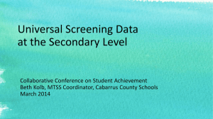 Universal Screening Data at the Secondary Level