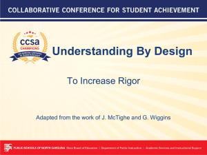 Understanding By Design To Increase Rigor