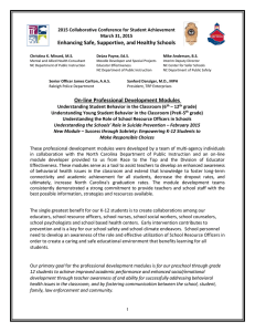 Enhancing Safe, Supportive, and Healthy Schools March 31, 2015