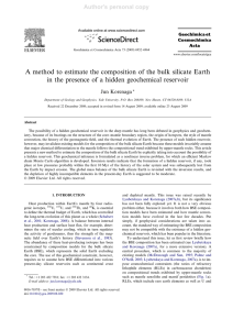 A method to estimate the composition of the bulk silicate... in the presence of a hidden geochemical reservoir