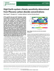 High Earth-system climate sensitivity determined from Pliocene carbon dioxide concentrations LETTERS *