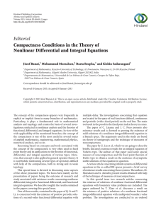 Editorial Compactness Conditions in the Theory of Nonlinear Differential and Integral Equations