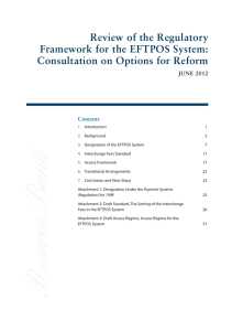 Review of the Regulatory Framework for the EFTPOS System: junE 2012