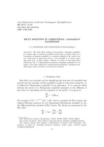 Acta Mathematica Academiae Paedagogicae Ny´ıregyh´ aziensis 28 RICCI SOLITONS IN LORENTZIAN