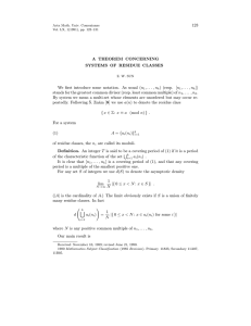 123 A THEOREM CONCERNING SYSTEMS OF RESIDUE CLASSES