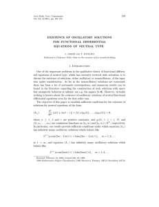 185 EXISTENCE OF OSCILLATORY SOLUTIONS FOR FUNCTIONAL DIFFERENTIAL EQUATIONS OF NEUTRAL TYPE