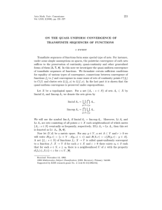 221 ON THE QUASI–UNIFORM CONVERGENCE OF TRANSFINITE SEQUENCES OF FUNCTIONS