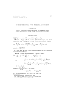 129 ON THE OSTROWSKI TYPE INTEGRAL INEQUALITY
