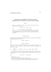 279 COMPARISON THEOREMS FOR HALF-LINEAR DIFFERENTIAL EQUATIONS OF THE FOURTH ORDER