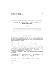 231 LYAPUNOV OPERATOR INEQUALITIES FOR EXPONENTIAL STABILITY OF LINEAR SKEW-PRODUCT SEMIFLOWS