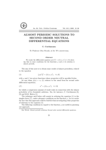 ALMOST PERIODIC SOLUTIONS TO SECOND ORDER NEUTRAL DIFFERENTIAL EQUATIONS