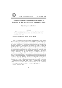 On non-tabular m-pre-complete classes of formulas in the propositional provability logic