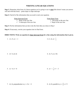 Printables Writing Linear Equations Worksheet writing linear equations in slope equations