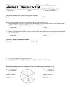 Algebra 2 – Chapter 12 Test Name_________________________  Class__________Date__________