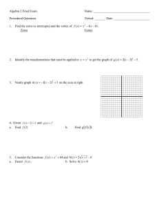 Algebra 2 Final Exam Name: ____________________________________  Procedural Questions