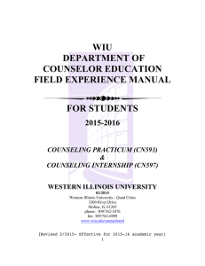 WIU DEPARTMENT OF COUNSELOR EDUCATION