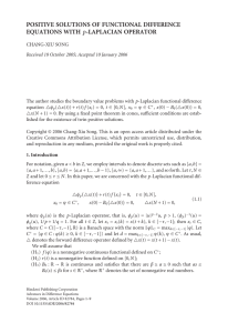 POSITIVE SOLUTIONS OF FUNCTIONAL DIFFERENCE EQUATIONS WITH p