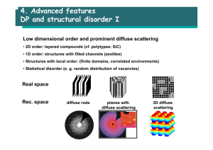 4. Advanced features DP and structural disorder I