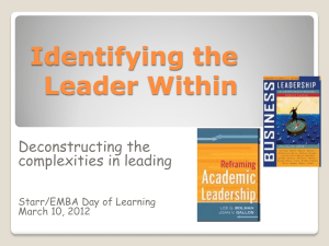 Identifying the Leader Within Deconstructing the complexities in leading