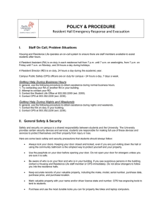 POLICY &amp; PROCEDURE   Resident Hall Emergency Response and Evacuation
