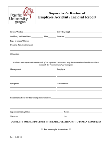 Supervisor’s Review of Employee Accident / Incident Report