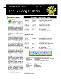 The Bulldog Bulletin Important Dates—Sept 2015 WESTVIEW ELEMENTARY SCHOOL