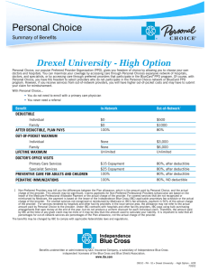 Personal Choice Drexel University - High Option Summary of Benefits