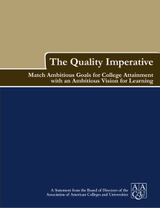 The Quality Imperative Match Ambitious Goals for College Attainment