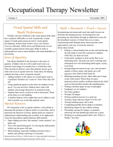 Occupational Therapy Newsletter Visual Spatial Skills and Math Performance