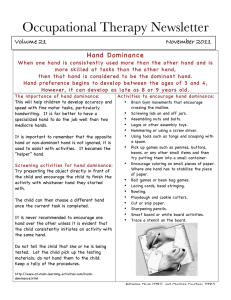 Occupational Therapy Newsletter Hand Dominance Volume 21