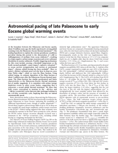 Astronomical pacing of late Palaeocene to early Eocene global warming events