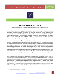 ENERGY SELF SUFFICIENCY Economy, Energy, Education, Entrepreneurship and Employment