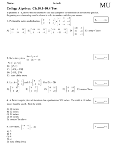 MU College Algebra:  Ch.10.1-10.4 Test