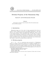 Division Property of the Momentum Map 1. Introduction
