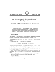 On the non-generic Tzitzeica-Johnson’s Configuration Wladimir G. Boskoff, S ¸erban B˘