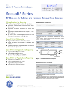 Seasoft* Series NF Elements for Sulfates and Hardness Removal from Seawater