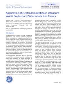 Lenntech Application of Electrodeionization in Ultrapure Water Production: Performance and Theory