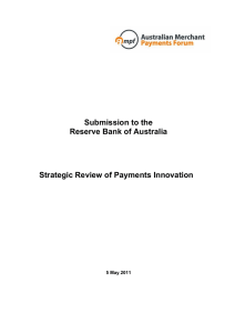 Submission to the Reserve Bank of Australia Strategic Review of Payments Innovation